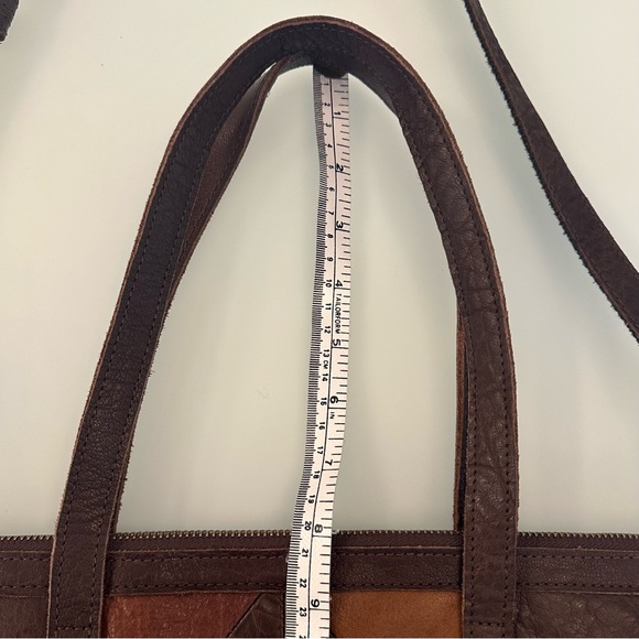 Lucky Brand | Brown Leather Patchwork Crossbody / Tote Bag - Picture 16 of 16